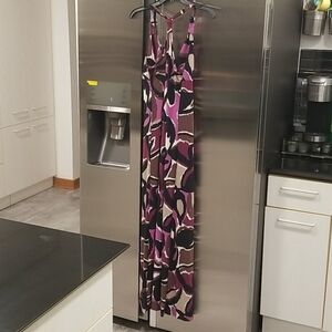 💕MANOUKIAN💕 Halter Top Maxi Dress ~ Purple Floral Print Small S NWT